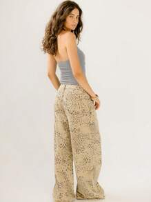 Aralina Black Eyelet Halter-Neck Fitted Tank Top - Grey - View 3