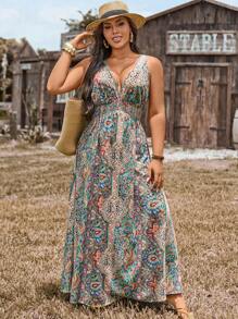 LanaWest Váy du lịch thường ngày họa tiết Paisley cỡ lớn - Nhiều màu - Xem 4