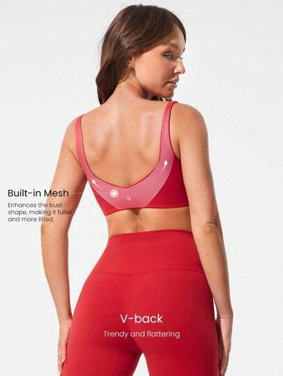 GLOWMODE FeatherFit™ Sculpt Push Up Power Play Compressive Built In Mesh Straps Removable Cups Back Demi Sports BH Medium Impact Running Jogging Workout Gym Training Active Fall view 4