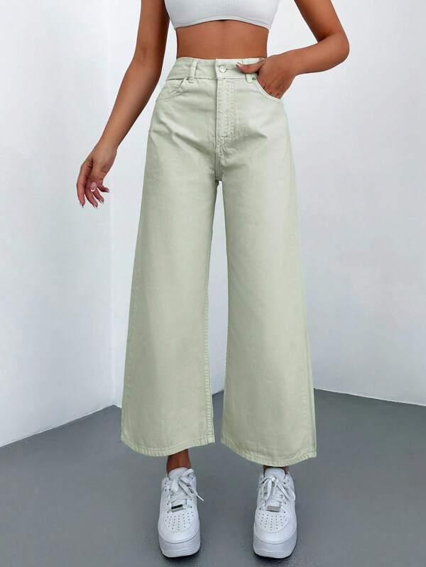Jean taille haute pattes d'éléphant 100% coton