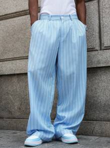 Manfinity Hypemode 男士条纹印花休闲宽松裤，百搭，秋季