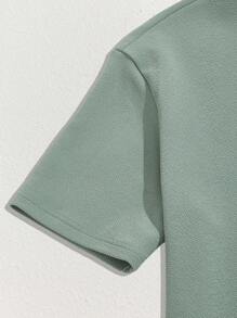 Manfinity BRENVOR Men T-Shirt Co-Ords Multi-Piece Set Daily Essential Wardrobe Staple Basic Style All-Match Style Go-To Piece Mix-And-Match Item Casual Versatile Style Daily Essential Wardrobe Staple Basic Style All-Match Style Go-To Piece Mix-And-Match Item Casual Versatile Style Summer Wardrobe Essentials Casual Outfit Ideas Laid-Back Look Premium Textured Fabric - Mint Green - View 4