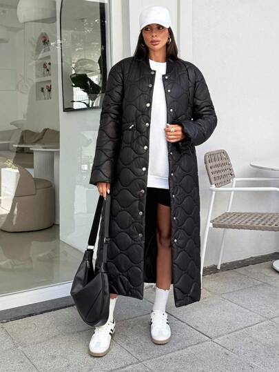 EURMUSE Women's Long Sleeve Casual Long Sleeve Fashionable Padded Coat, Quilted Padded Coat, Winter Clothes