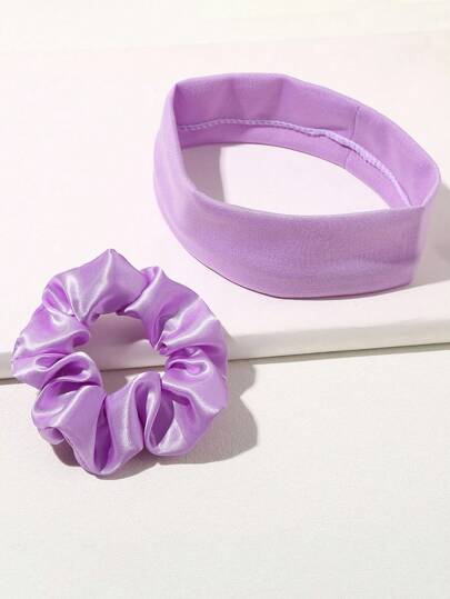 Kawaii 10pcs Girls Solid Color Simple Casual Headbands + Hair Ties Hair Accessories Set, Suitable For Daily Life And School Sports