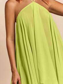 Glamine Vestido de verano con diseño asimétrico y escote en la espalda para mujer, de estilo casual y sexy para la playa y vacaciones, de unicolor