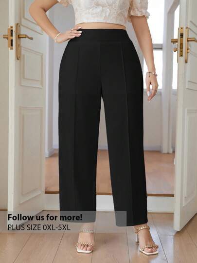 Firerie Pantalones blancos rectos elegantes y de moda para mujeres de talla grande para ir al trabajo