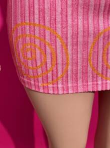 Slaydiva 2件套2025春夏新款LGBT音乐节波西米亚休闲日常海滩派对性感甜美可爱千禧Y2K色不对称圆点渐变印花针织短款上衣和紧身迷你裙套装女