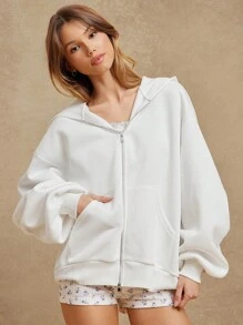 WESTFADE Oversized Fleece Zip Hoodie 90s Graduation,Back To School Outfits,Graduation,Teacher Outfits For Women,Back To School