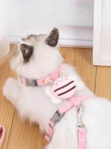 全新卡通狗牵引绳套装，锯齿形胸背带宠物牵引绳，适用于遛猫遛狗