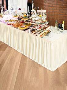 1 件优雅的 6 英寸白色雪纺桌裙，带有精致的荷叶边，适合婚礼、新娘送礼会、洗礼、周年纪念、生日派对、优雅庆典、婚礼装饰