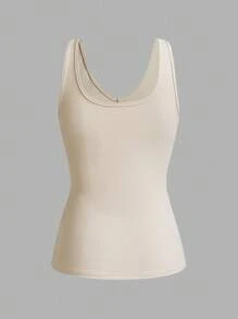 Slaydiva 4pcs V-Neck Rib Knit Camisole Vest For Women, Suitable For Summer Back To School