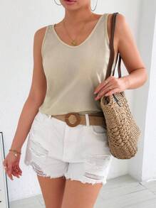 INAWLY Funkelnder Strass verziertes Spaghettiträger Camisole für Frauen, modisches ärmelloses Crop Top für den Sommer - Aprikosenfarben - Übersicht 6
