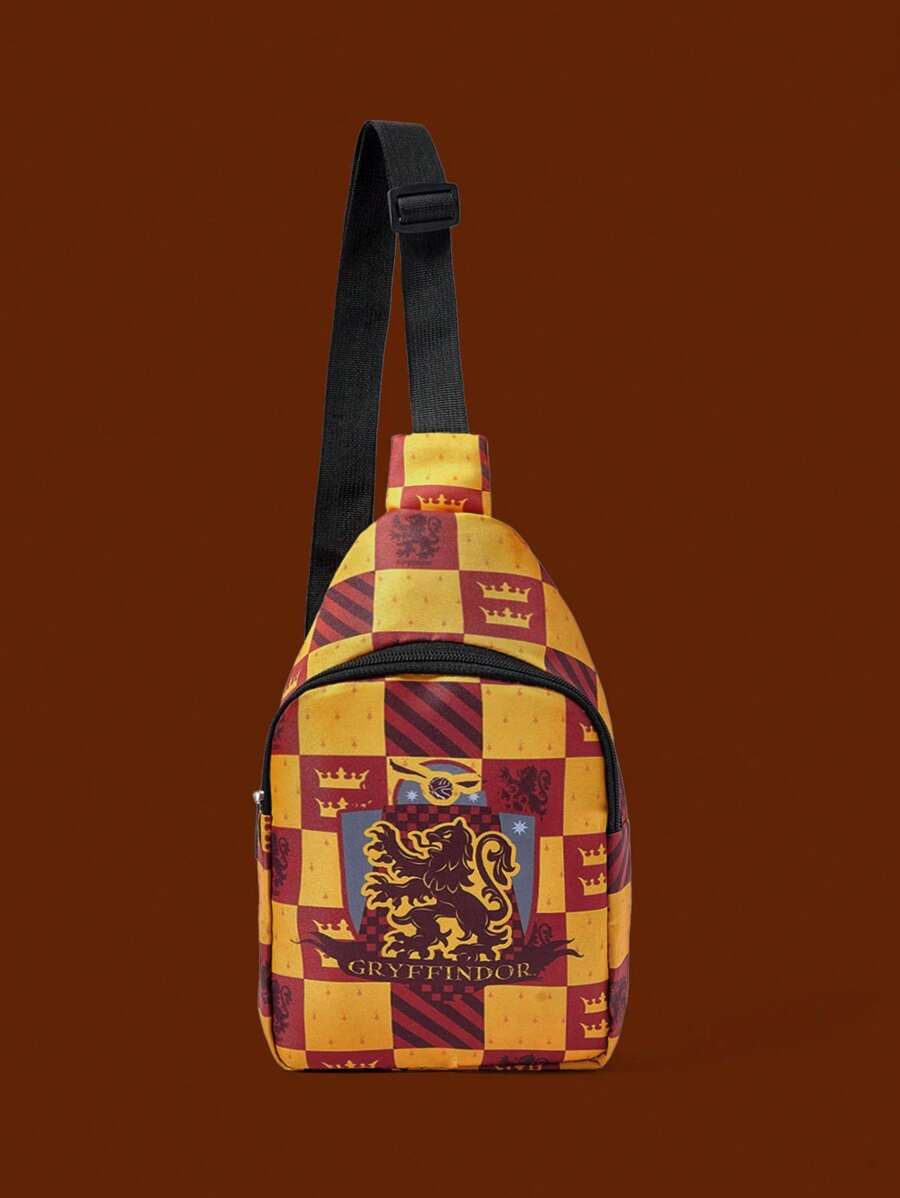 HARRY POTTER X SHEIN 男女通用胸包斜挎包,多功能轻便简约胸包,适合户外、徒步旅行、旅行和学校,是送给朋友的创意礼物,生日、圣诞节、毕业典礼,非常适合学生和朋友 - 彩色 - 查看 1