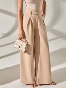 CLARA VERO Pantaloni largi, croială lejeră, model cu dungi subțiri, detaliu plisat în față, siluetă lejeră, stil, colecție vară/primăvară, material ușor, aspect formal/elegant, croială clasică, croială pe toată lungimea, design de inspirație retro, perfect pentru ținute formale sau casual, croială lejeră - Multicolor - Vizualizare 6