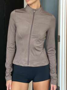 DAZY Women's Long Sleeve Sunscreen Cardigan Sports T-Shirt - Purple - View 1