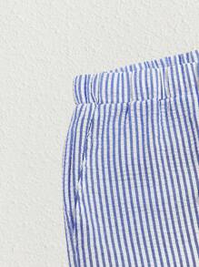 Manfinity BRENVOR Men's Drawstring Waist Casual Woven Striped Summer Shorts