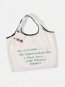 HARRY POTTER X SHEIN Graphic Slogan Water Resistant Large Capacity Tote Bag - Multicolor - View 7