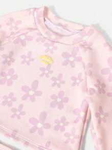 SUMWON 长袖防晒泳衣花卉印花夏季沙滩泳池防晒比基尼套装，防紫外线