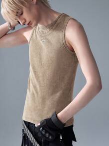 NEON BLANC Men's Streetwear Fashion Knitted Crew Neck Embroidered Sleeveless Tank Top