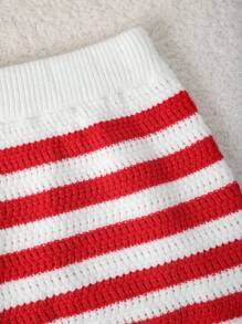 2件套女士夏季假日美国国旗印花荷叶边下摆吊带背心和短裤套装 - 彩色 - 查看 4