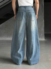 ESTAVOR Men's Casual Woven Loose Distressed Denim Jeans, Emo Style - Medium Wash - View 2