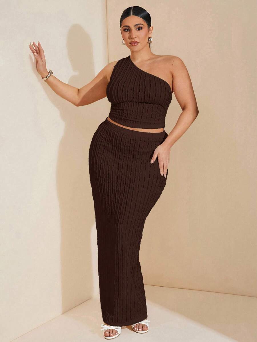 SHEIN BAE Damen Anzug Set in Große Größen mit eleganter Schulterpartie und strukturierter Oberflächenoptik, schmeichelhafter Silhouette. Geeignet für Hochzeit, Brautjungfer, Party, Cocktailkleid