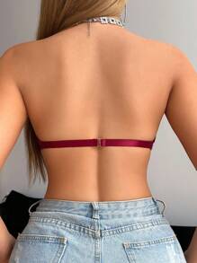 钢圈、提升、舒适、简约、半罩杯、抹胸式女士文胸 - 酒紅色 - 查看 2