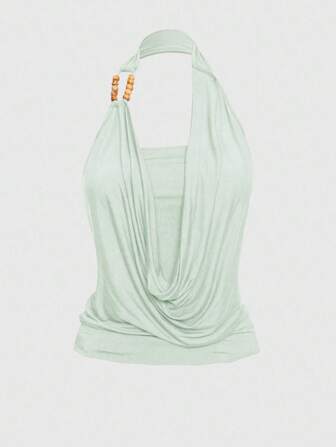 Grunge Punk Top fasciato alla moda vintage con scollo a canottiera e perline, per donne