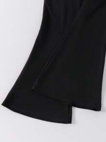 Elladie kids 2件套年轻女孩休闲棕色蝴蝶结短袖T恤和黑色喇叭裤，可爱活泼的夏季服装女孩服装套装蝴蝶结服装少女服装蝴蝶服装棕色服装 - 棕色 - 查看 3