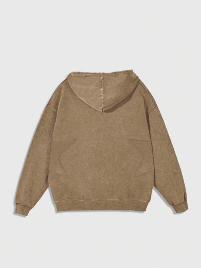Street Life Sudadera con capucha con bolsillo de manga larga y cordón con estampado de estrellas para hombre