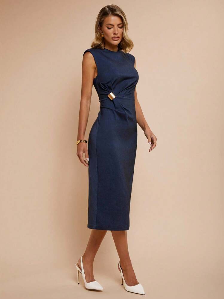 pencil dress vs bodycon Xinlees Women's Elegant – High Neck, Long Sleeve, Lace Cuffs, Knee-Length For Business Or Casual Wear Women's Pencil Dress bodycon