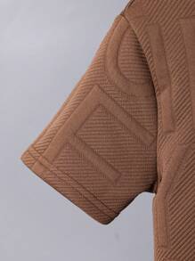 SHEIN Explorewe 2件套男童休闲圆领T恤配松紧腰运动短裤，针织