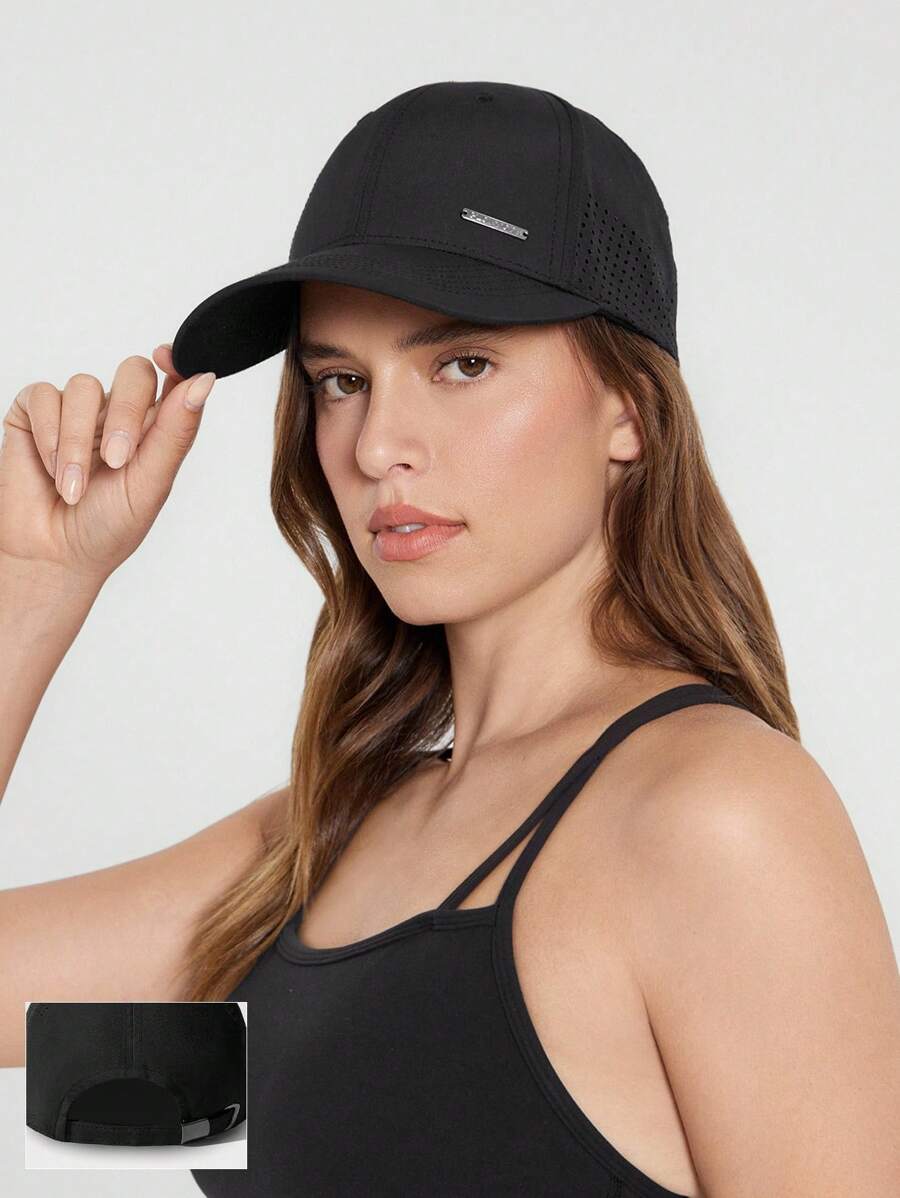GLOWMODE Loose Fit Lightweight Air Flow Adjustable Back Closure Side Mesh Baseball Cap Daily Casual - Black - View 1
