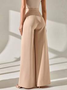 CLARA VERO Pantaloni largi, croială lejeră, model cu dungi subțiri, detaliu plisat în față, siluetă lejeră, stil, colecție vară/primăvară, material ușor, aspect formal/elegant, croială clasică, croială pe toată lungimea, design de inspirație retro, perfect pentru ținute formale sau casual, croială lejeră - Multicolor - Vizualizare 2