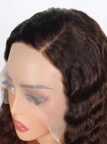 Chocolate Brown Deep Water Wave Lace Front Wig 11*4*0.5 Side Part Transparent Brazilian Virgin Human Hair Curly Bob Style 150% Density Elegant Look For Women - S4 - View 5