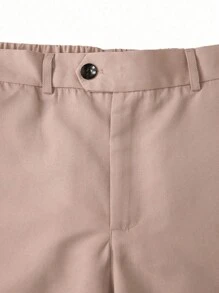 Manfinity Mode 男士简约通勤商务衬衫领西装套装 - 藕粉色 - 查看 5