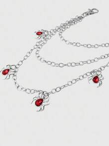 ROMWE Fairycore 1 件女式水钻蜘蛛装饰深色哥特式三层交叉链裤链，适合牛仔裤、短裤、日常穿着、万圣节的多功能配饰