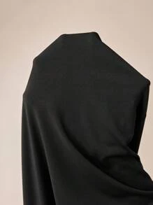 MaterniWear 女式纯色交叉V领短袖带口袋阔腿休闲孕妇连体裤 - 黑色 - 查看 7