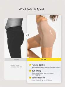 GLOWMODE 1 Pack Tummy Control Core Support Sweat-Wicking Ultra-High Waist Shapewear Shorts Daily Casual Wear