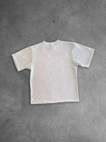 Manfinity Dauomo Áo thun nam cổ tròn tay ngắn họa tiết đầu lâu, thường ngày cho mùa hè - trắng - Xem 2