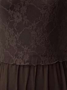 Olithes 女式夏季时尚性感吊带连体裤和全身印花紧身短袖短款上衣，两件套 - 咖啡棕 - 查看 5