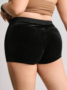 ROMWE Quần short vải nhung thêu hình mặt trăng và ngôi sao cổ điển cỡ lớn Hippie - màu đen - Xem 3