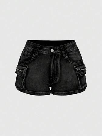Grunge Punk Summer Distressed Low-Waist Mini Low Waist Denim Shorts, Punk Street Style