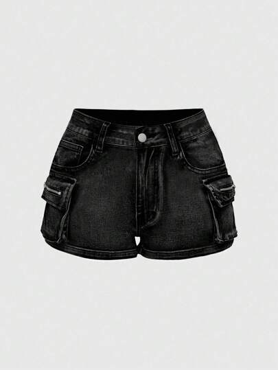 Grunge Punk Summer Distressed Low-Waist Mini Low Waist Denim Shorts, Punk Street Style