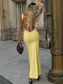 INAWLY Women's Sexy Fitted Long Knit Dress, Vacation Style