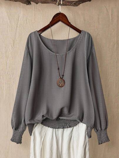 Linhara 女式加大码 V 领长袖 T 恤，百搭休闲舒适外出上衣