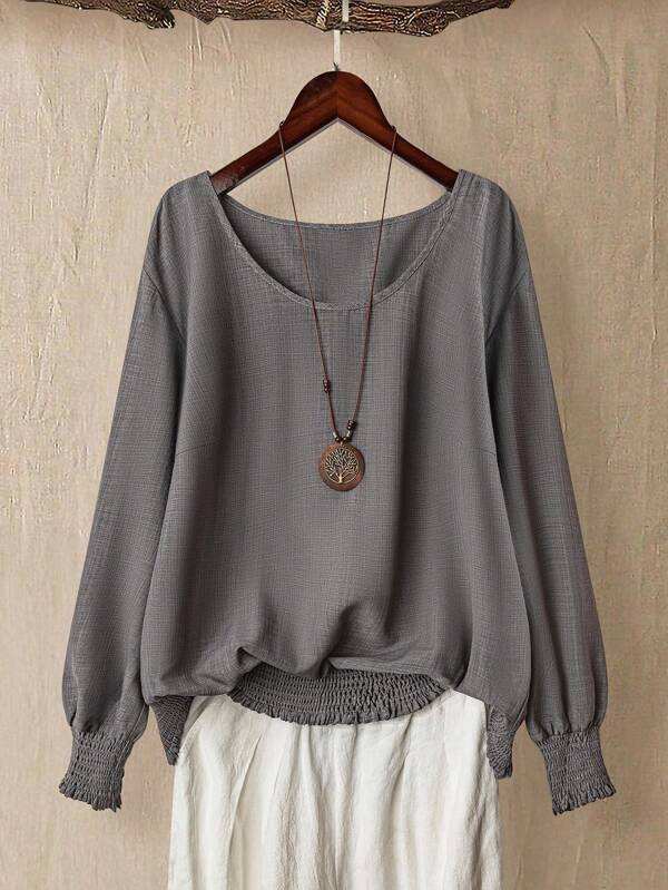 Linhara Women's Plus Size V-Neck Long Sleeve T-Shirt, Versatile Casual Comfortable Going Out Tops Fall Cloth For Women