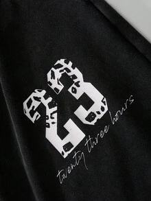 PAVTROS 1 Quần nỉ cotton nam, hiệu ứng giặt tuyết cũ, 2 trong 1, viền tua rua, họa tiết "23", tối giản và thời trang, lý tưởng cho lễ hội, kỳ nghỉ, mặc hàng ngày, có thể kết hợp với quần nỉ họa tiết màu đen cho cặp đôi Quần nỉ Y2k Quần nỉ nam màu đen Quần nỉ họa tiết Quần nỉ rách - màu đen - Xem 5