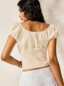 Easelle White Embroidered Small Shirt Top Seaside Holiday Style Outdoor Summer Embroidered Flowers