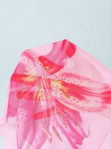 SHEIN 可爱女童碎花三角上衣和荷叶边短裙泳衣套装（什锦印花） - 粉色 - 查看 6